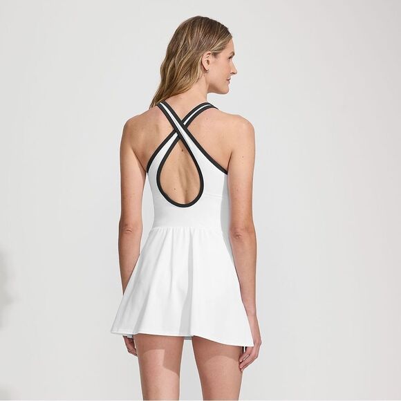 Land's End Tugless High Neck 1 piece swim dress egret white tropical floral Var - Picture 11 of 13